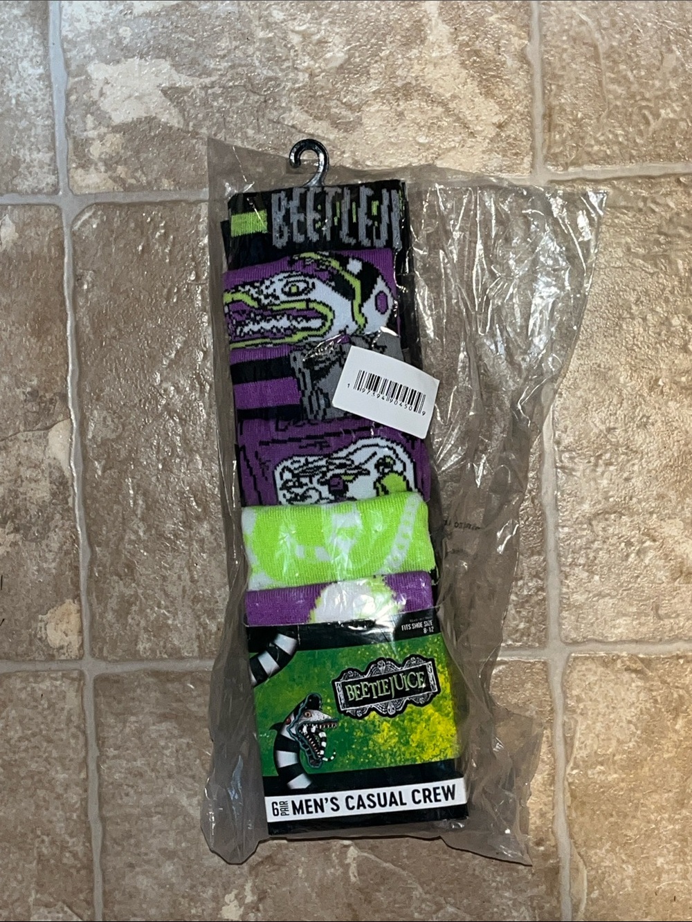 NWT Warner Bros. Beetlejuice Men's Crew Socks -